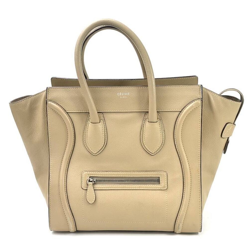 Celine Luggage Shopper Handbag Beige Leather